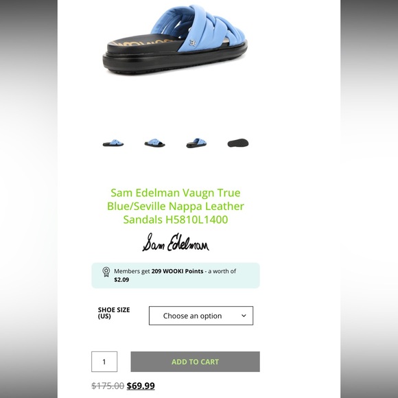 Sam Edelman Vaugn True Blue/Seville Nappa Leather slide Sandals sz 5.5 like new! - Picture 8 of 8